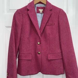 J. Crew Raspberry Herringbone Blazer
